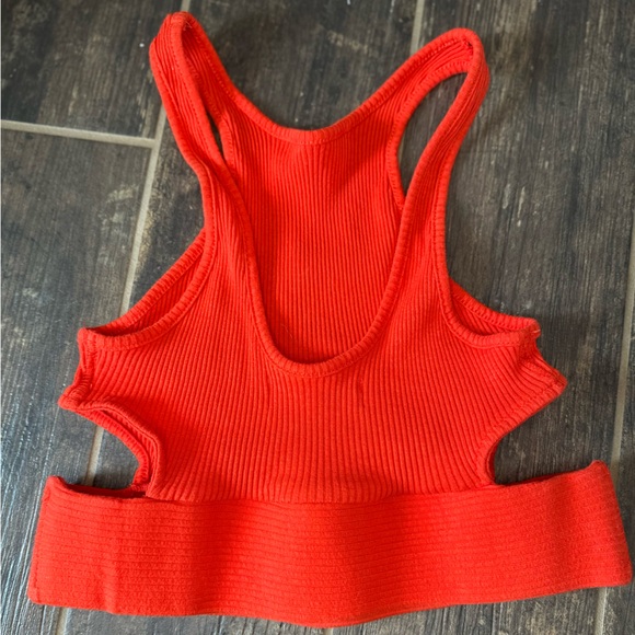 Free People Red/Orange Ribbed Crop Top - Picture 5 of 7